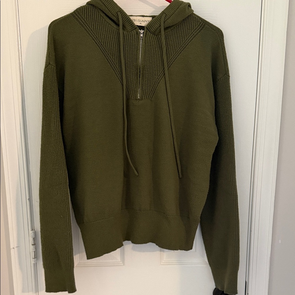 Olive Green Women's Hooded Sweater